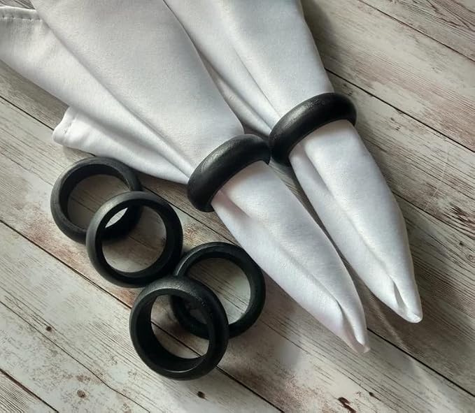 6 Pieces Wooden Sleek Napkin Rings Buckles Simple Napkin Rings Serviette Napkin by Unknown