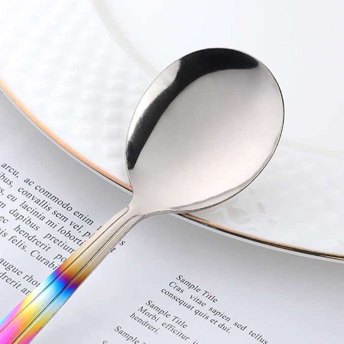 Bouillon Spoons Set of 12, 5.9 Inch Stainless Steel Soup Spoon, Metal Round - Image 5