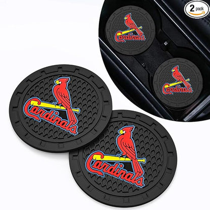 Silicone Cardinals Car Cup Holder Coasters,Baseball Fans Car Coasters for St. Louis Cardinals Fans, Non-Slip Universal Fit Cup Holder Insert