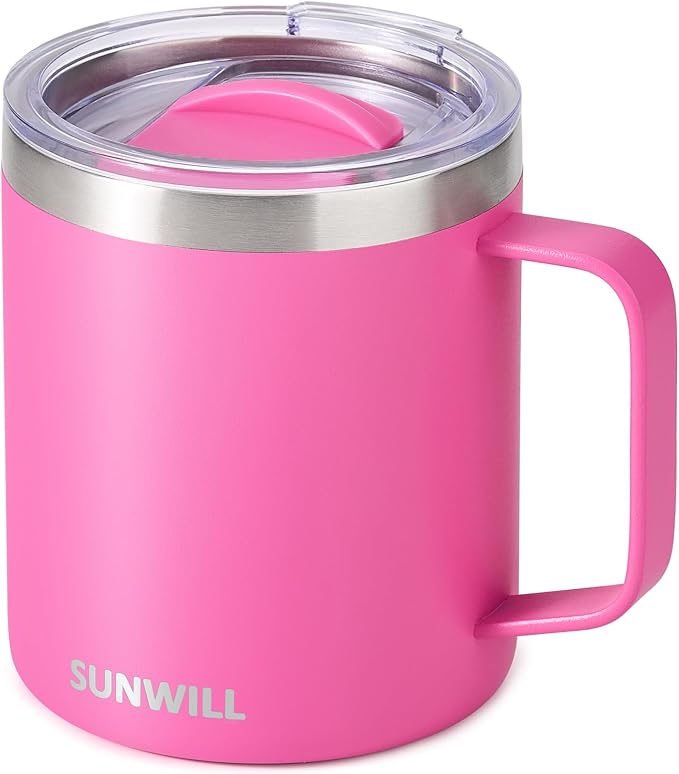 SUNWILL Insulated Coffee Mug, Stainless Steel 14 oz, Splash-Proof Lid | Keeps by SUNWILL