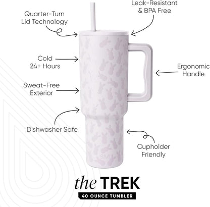 Simple Modern Tumbler with Handle and Straw | 40oz | Bunnies | Trek Tumbler - Image 2