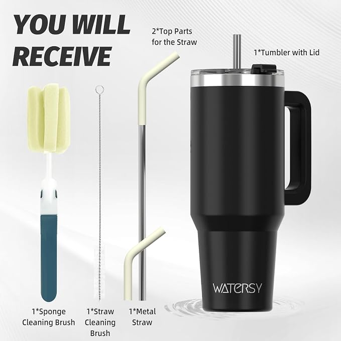 40 oz Tumbler with Handle, Tumbler with Lid and Straw, Double Wall Insulated - Image 3