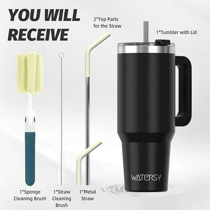 40 oz Tumbler with Handle, Tumbler with Lid and Straw, Double Wall Insulated - Image 3
