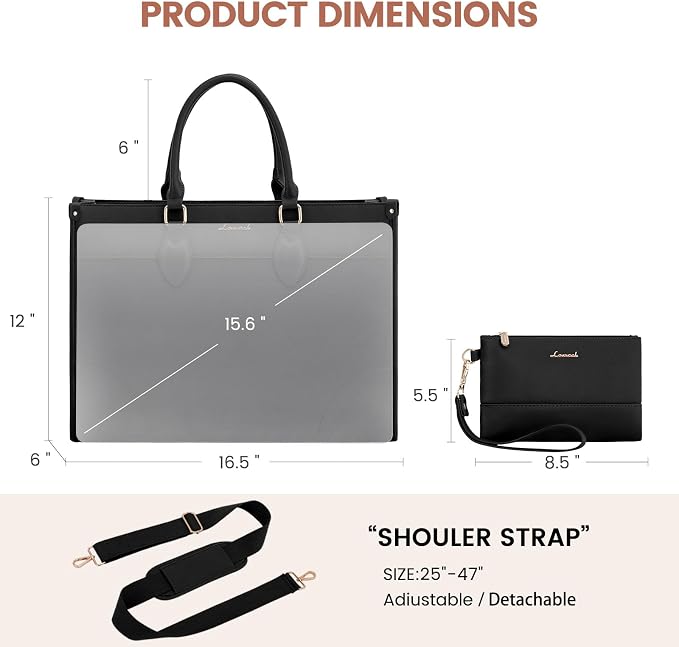 LOVEVOOK Laptop Bag for Women 15.6 lnch, Waterproof Laptops Tote Bags for Womens - Image 4