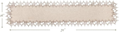 Phantomon Neutral Linen Table Runner 72 Inches Beige Embroidered Runner Lace - Image 7