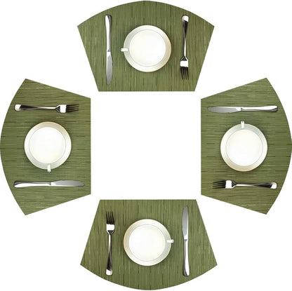 Red-A Woven Vinyl Placemats for Dining Table Durable Heat Resistant Washable Placemats for Round Table,Placemats Set of 4,Green