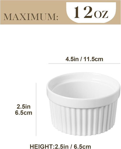 MALACASA Ramekins 12 oz Oven Safe, Porcelain Creme Brulee Ramekins Pudding - Image 2