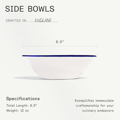 Made In Cookware - Set of 4 - Side Bowls - White With Navy Rim - Porcelain England