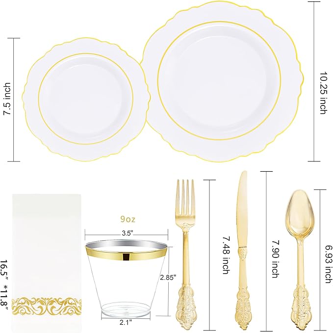 350 Pieces Gold Disposable Plates - Image 3