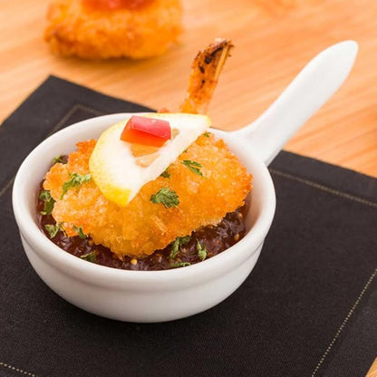 Restaurantware Mini Sauce Pan with Handle Porcelain Sauce Pan - White - 1.5 oz - 3.8 Inches Long - 10ct Box