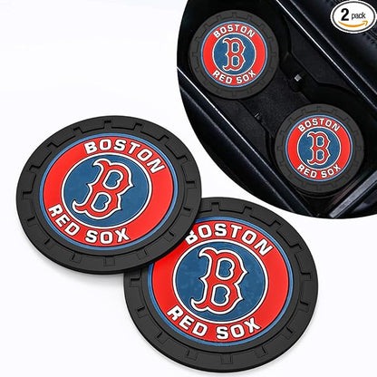 Silicone Red Sox Car Cup Holder Coasters,Baseball Fans Car Coasters for Boston Red Sox Fans, Non-Slip Universal Fit Cup Holder Insert
