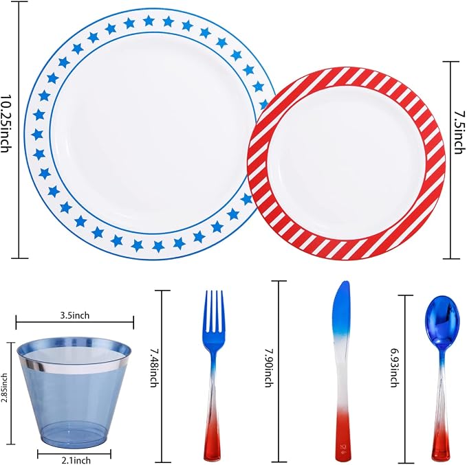 LIYH 180 Pcs 4th of July Plates - Image 2