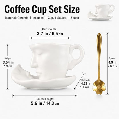 oliruim White Coffee Cup and Saucer Set - Image 3