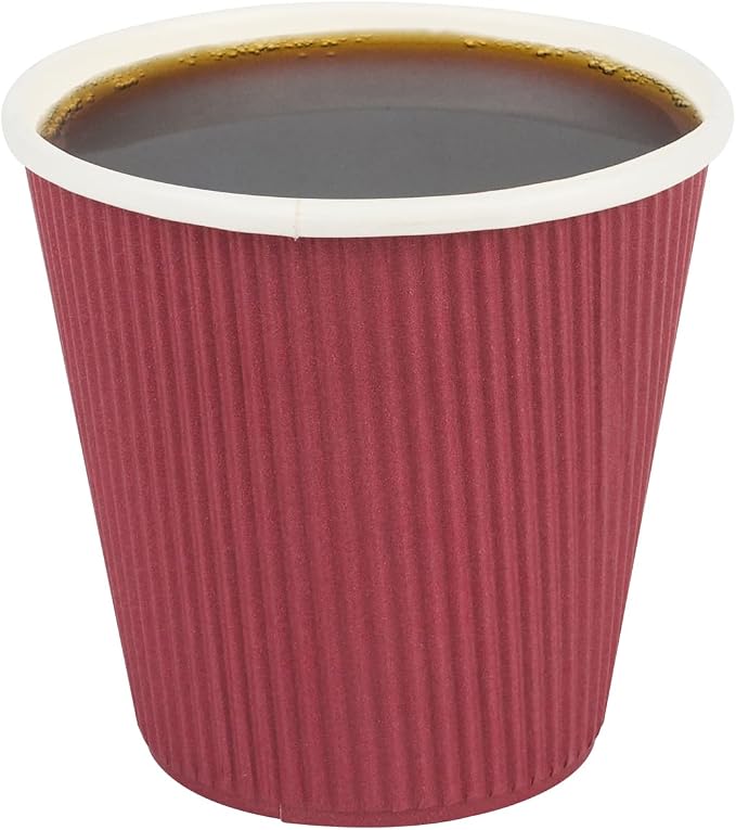 Restaurantware Ripple Wall Coffee Cups 500 Count 8 Ounce Insulated Crimson by Restaurantware