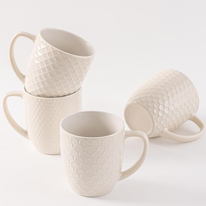 16 oz Coffee Mugs Set of 4, Porcelain Coffee Cups Ceramic, Farmhouse Mug - Image 2