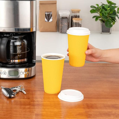 Restaurantware Ripple Wall Coffee Cups 500 Count 16 Ounce Insulated Yellow - Image 12