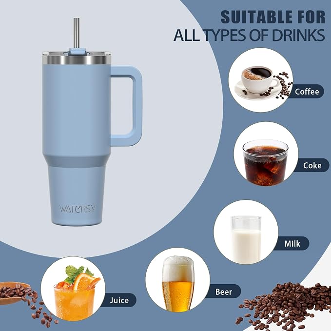 20 oz Tumbler with Handle, Tumbler with Lid and Straw, Double Wall Insulated - Image 6
