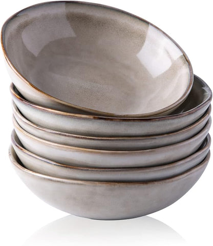 AmorArc Ceramic Cereal Bowls Set of 6, 24 oz Handmade Stoneware Bowls Set by AmorArc