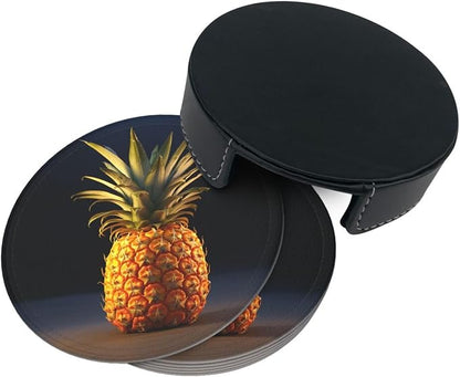 6Pcs PU Leather Coaster for Drinks, Pineapple Fruit Cup Coasters - Image 8