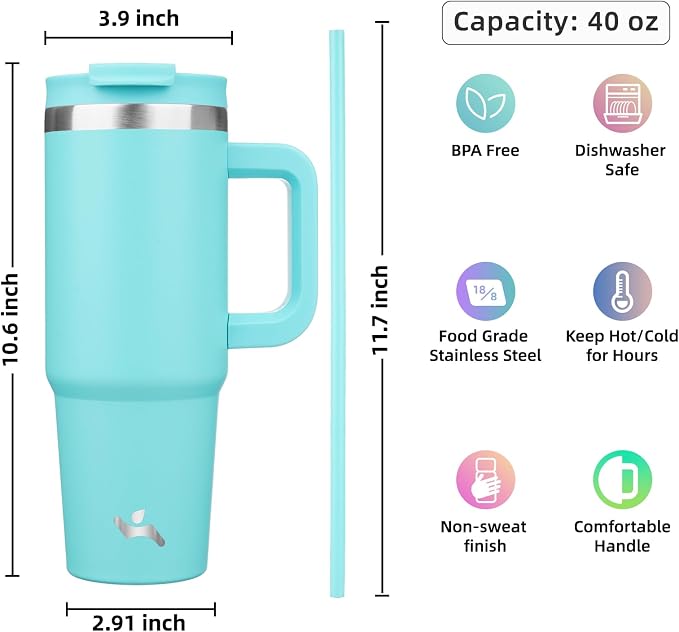 Konokyo 40 oz Insulated Tumbler Water Bottle - Image 4