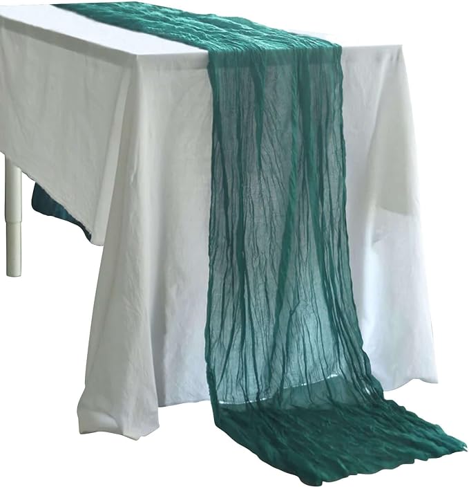 Efavormart 10ft Peacock Teal Cheesecloth Table Runner - Image 7