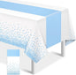 MASHAN 1Pcs White Light Blue Tablecloth Party Decorations, Plastic White Table by MASHAN