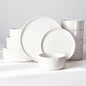 Famiware Porcelain Dinnerware Set, 18-Piece Modern Plate and Bowl Set, dish set for 6, Microwave and Dishwasher Safe Tableware, White