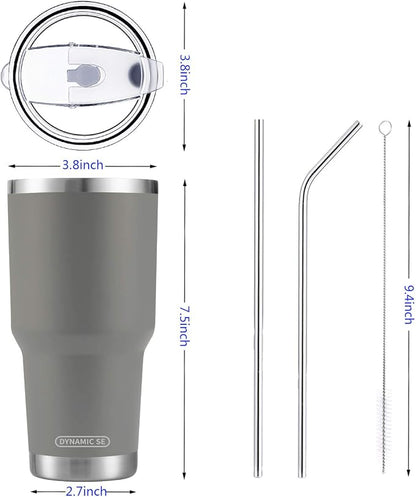 D·S 30oz Grey Tumbler Double Wall Vacuum Insulated Travel Coffee Mug | Double - Image 3