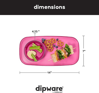 madesmart dipware Small Serving Plate, Stackable & Removable Dip Bowl for Salsa, Queso, Salad, Olives, Dishwasher & Microwave Safe, Multipurpose Plate & Bowl, Pink