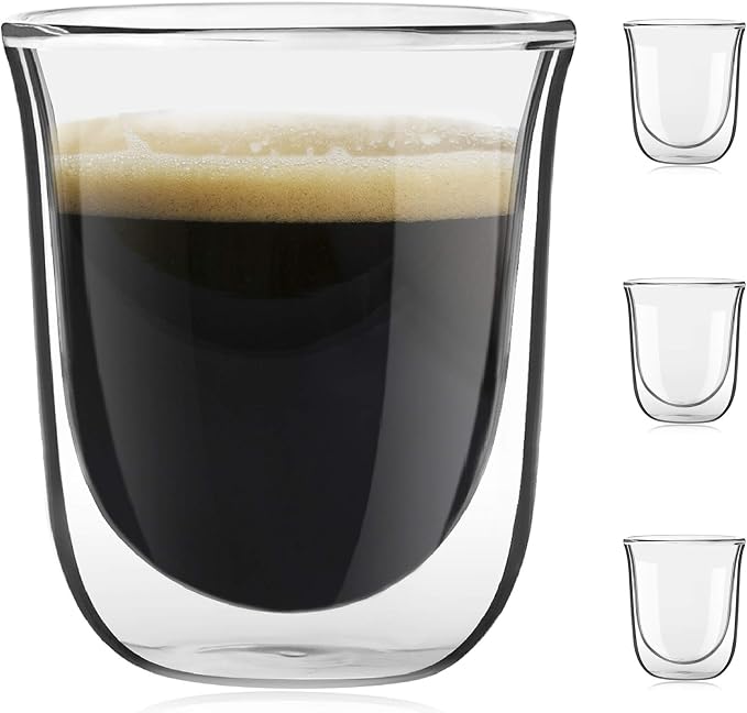 JoyJolt Javaah Double Walled Espresso Glasses Espresso Cups Set of 4 | 2-Ounces by JoyJolt