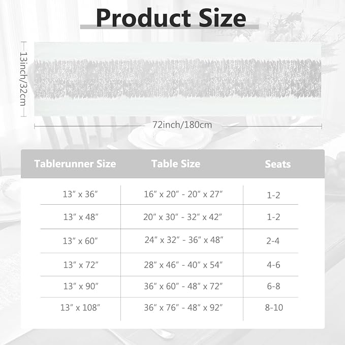 Metallic Style Silver Table Runner, Table Runners 72 Inches Long | Cotton Linen - Image 7