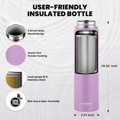 RAYMYLO Insulated Water Bottle 24 oz, Triple Wall Vacuum Stainless Steel | - Image 5