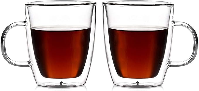 Amlong Crystal Double Wall Glass Coffee Mugs 12 oz by Amlong+Crystal