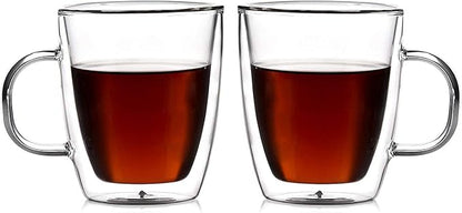 Amlong Crystal Double Wall Glass Coffee Mugs 12 oz by Amlong+Crystal
