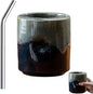 18oz Ceramic Coffee Mug with Sip Lid, Handleless Tumbler in a Vintage Kiln Style by Unknown