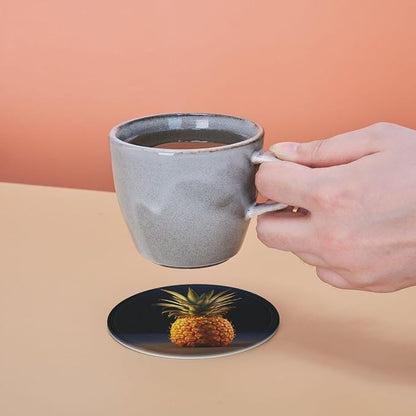 6Pcs PU Leather Coaster for Drinks, Pineapple Fruit Cup Coasters - Image 5