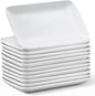 Irenare 12 Pcs 9 Inch Rectangular Salad Plates White Rectangular Porcelain Dessert Plates Appetizer Serving Tray Rectangular Porcelain Platters for Fruit Sushi Dinner Parties, Microwave, Oven Safe