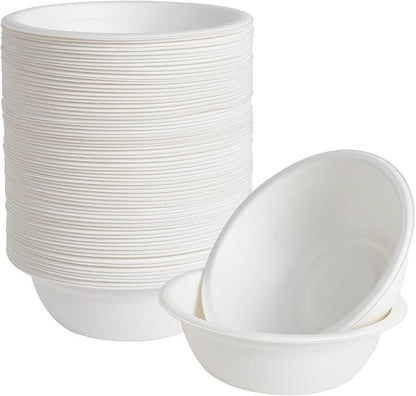 150 Pack 16 oz Compostable Paper Bowls Disposable by ECOLipak