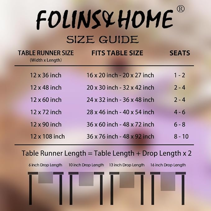 FOLINS&HOME Lavender Waterproof Decorative Table Runner 60 Inches Long | 210GSM - Image 6