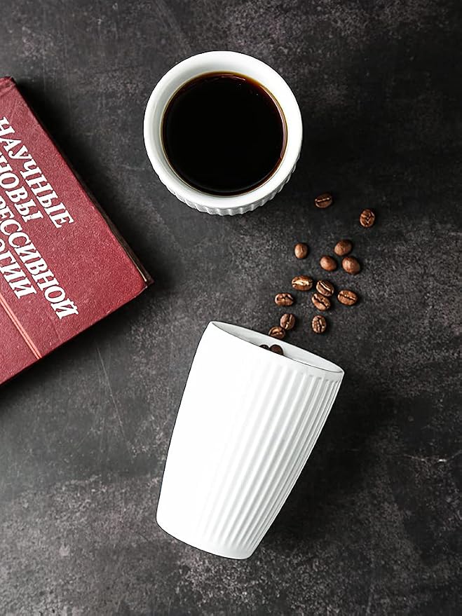 Sizikato 2pcs Pure White Porcelain Tumbler, 9 Oz Drinking Cup Coffee Cup - Image 6