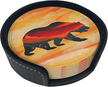 Bear Mountain Coasters Set 6 | for Drinks Coffee Table Gifts Home Decor 3.9 by Yomko