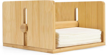 Bamboo Napkin Holder for Table, Square Napkin Holder by VALENTISE