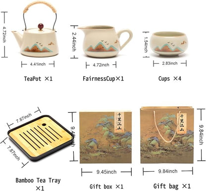 7-Piece Ruyao Ceramic Chinese GongfuTea Set, Traditional Crackle Glaze Teapot - Image 2