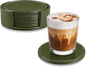 Leather Coasters Set of 6 with Holder, Tabletop Protection, Coffee Table & Bar by Unknown