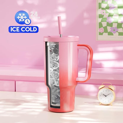 Meoky 30 oz Tumbler with Handle, Tumbler with Lid and Straw, Insulated - Image 2