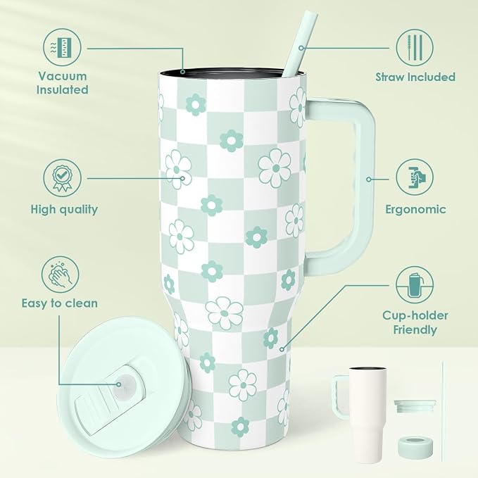SANDJEST 40oz Daisy Flower Tumbler - Image 2