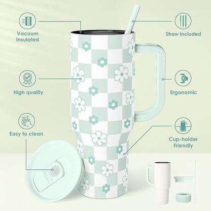SANDJEST 40oz Daisy Flower Tumbler - Image 2