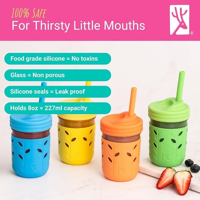 Elk and Friends Kids + Toddler Glass Cups | The Original 8oz Glass Mason Jar - Image 3
