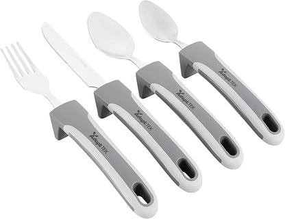 Restaurantware Adaptive Utensils - 1 count Stainless Steel, 9.843 x 5.118 x 1.575 Inches, Ergonomic Eating Aids, Non-Slip Utensil Set for Arthritis, Secure Grip Design, Gray