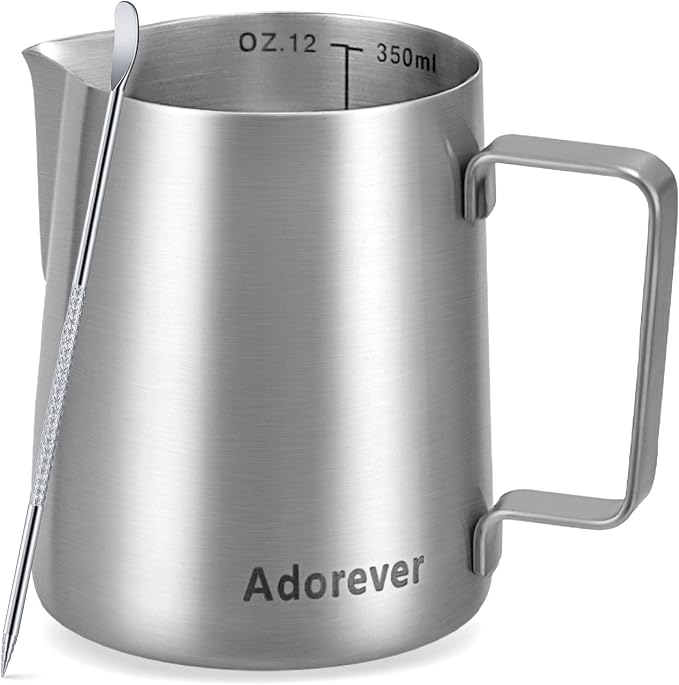 Adorever Milk Frothing Pitcher, 12oz Stainless Steel Milk Frother Cup Steaming by Adorever